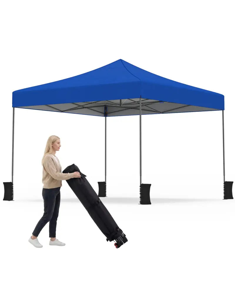 9.5 x 9.5 Feet Pop up Canopy Tent with Adjustable Heights-Blue - Blue - Canopies