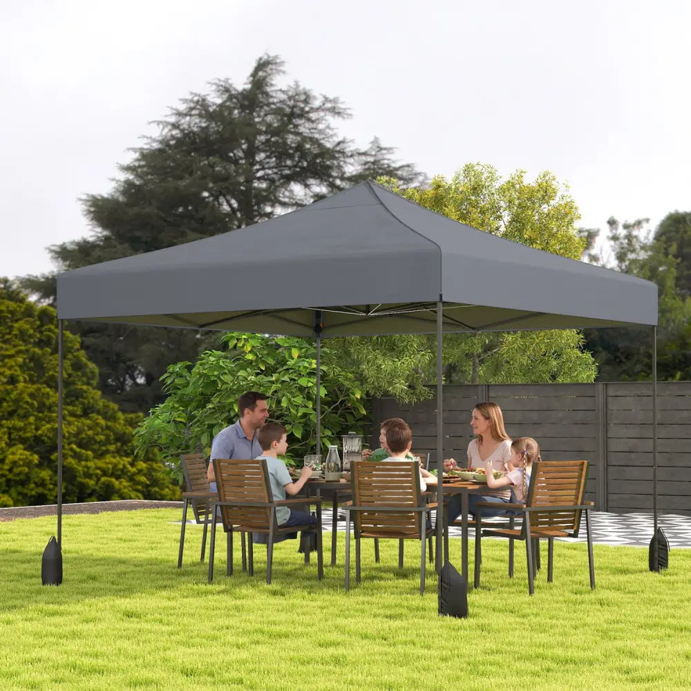 9.5 x 9.5 Feet Pop up Canopy Tent with Adjustable Heights-Gray - Gray - Canopies