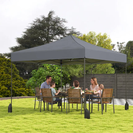 9.5 x 9.5 Feet Pop up Canopy Tent with Adjustable Heights-Gray - Gray - Canopies