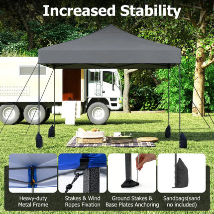 9.5 x 9.5 Feet Pop up Canopy Tent with Adjustable Heights-Gray - Gray - Canopies
