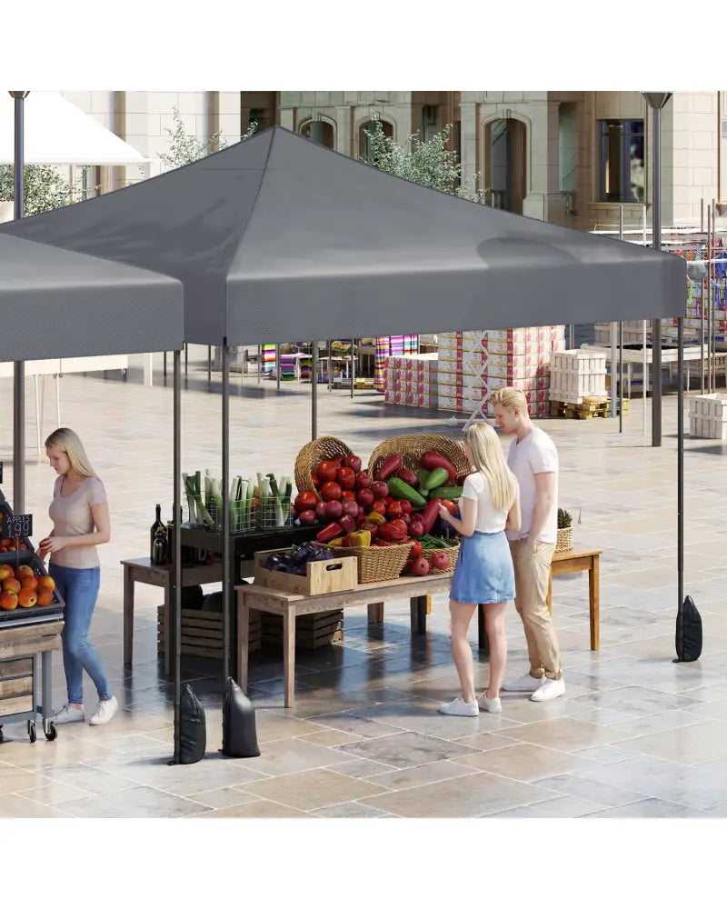 9.5 x 9.5 Feet Pop up Canopy Tent with Adjustable Heights-Gray - Gray - Canopies