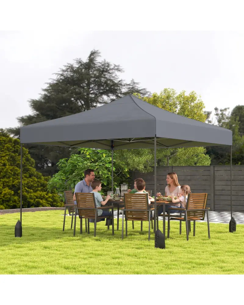 9.5 x 9.5 Feet Pop up Canopy Tent with Adjustable Heights-Gray - Gray - Canopies