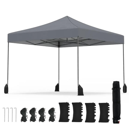 9.5 x 9.5 Feet Pop up Canopy Tent with Adjustable Heights-Gray - Gray - Canopies