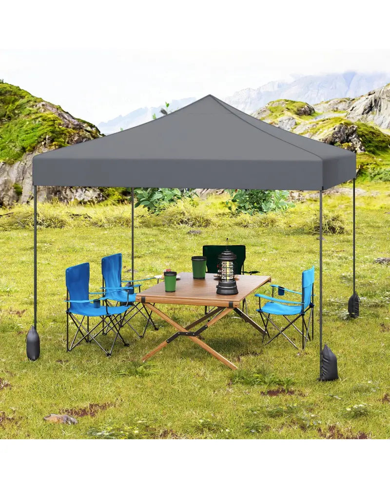 9.5 x 9.5 Feet Pop up Canopy Tent with Adjustable Heights-Gray - Gray - Canopies