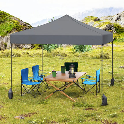 9.5 x 9.5 Feet Pop up Canopy Tent with Adjustable Heights-Gray - Gray - Canopies