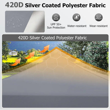 9.5 x 9.5 Feet Pop up Canopy Tent with Adjustable Heights-Gray - Gray - Canopies