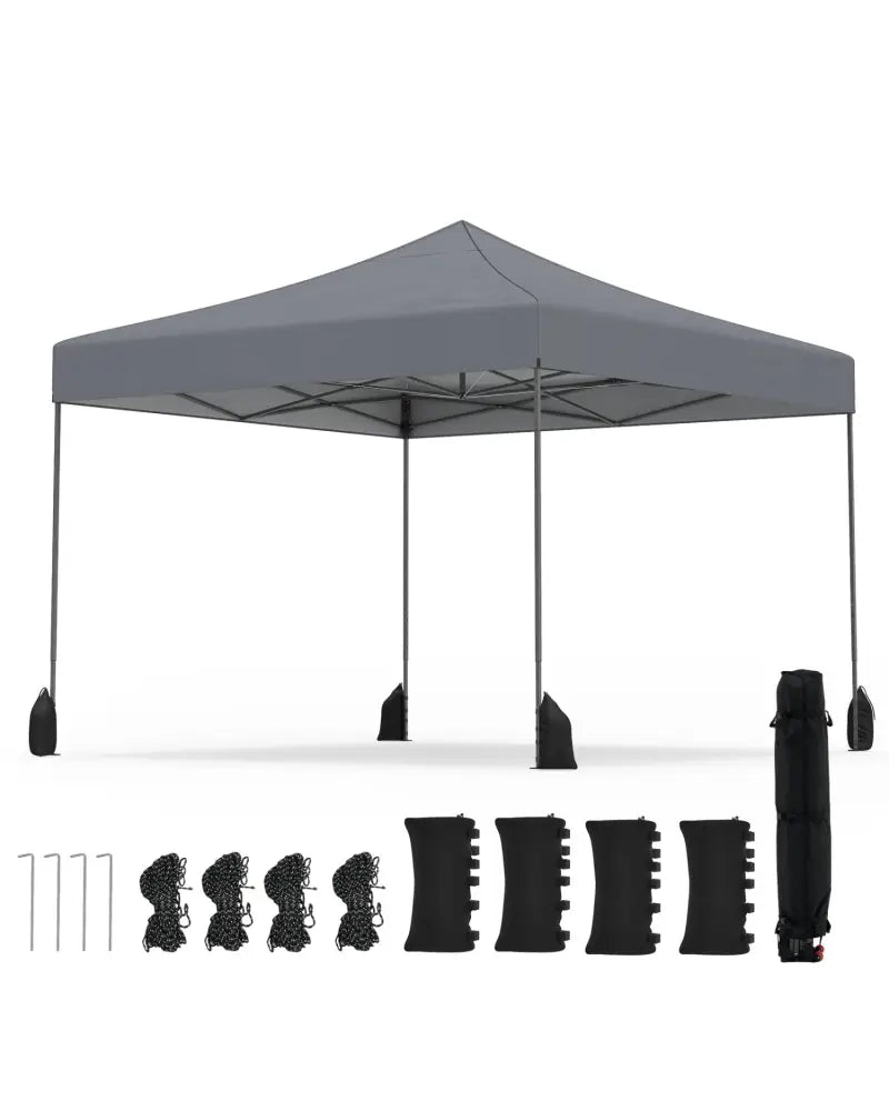 9.5 x 9.5 Feet Pop up Canopy Tent with Adjustable Heights-Gray - Gray - Canopies
