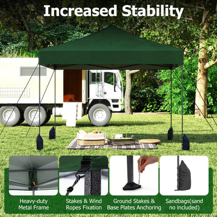 9.5 x 9.5 Feet Pop up Canopy Tent with Adjustable Heights-Green - Green - Canopies