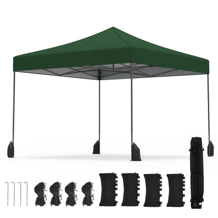 9.5 x 9.5 Feet Pop up Canopy Tent with Adjustable Heights-Green - Green - Canopies