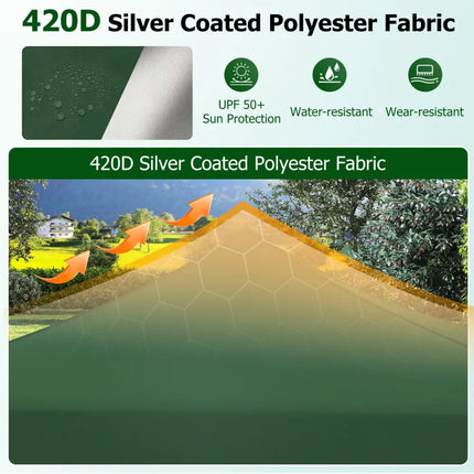 9.5 x 9.5 Feet Pop up Canopy Tent with Adjustable Heights-Green - Green - Canopies