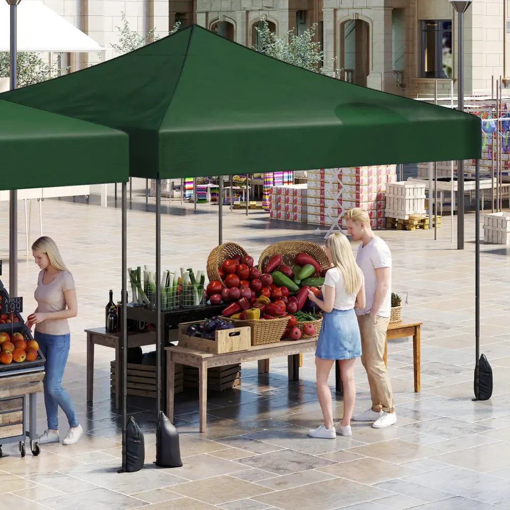 9.5 x 9.5 Feet Pop up Canopy Tent with Adjustable Heights-Green - Green - Canopies