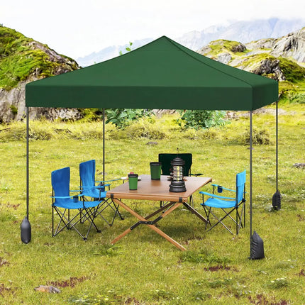 9.5 x 9.5 Feet Pop up Canopy Tent with Adjustable Heights-Green - Green - Canopies