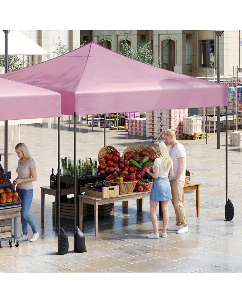 9.5 x 9.5 Feet Pop up Canopy Tent with Adjustable Heights-Pink - Pink - Canopies