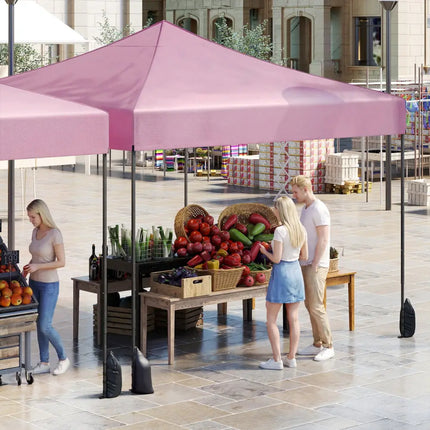 9.5 x 9.5 Feet Pop up Canopy Tent with Adjustable Heights-Pink - Pink - Canopies