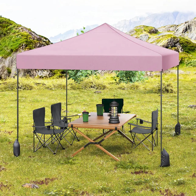 9.5 x 9.5 Feet Pop up Canopy Tent with Adjustable Heights-Pink - Pink - Canopies
