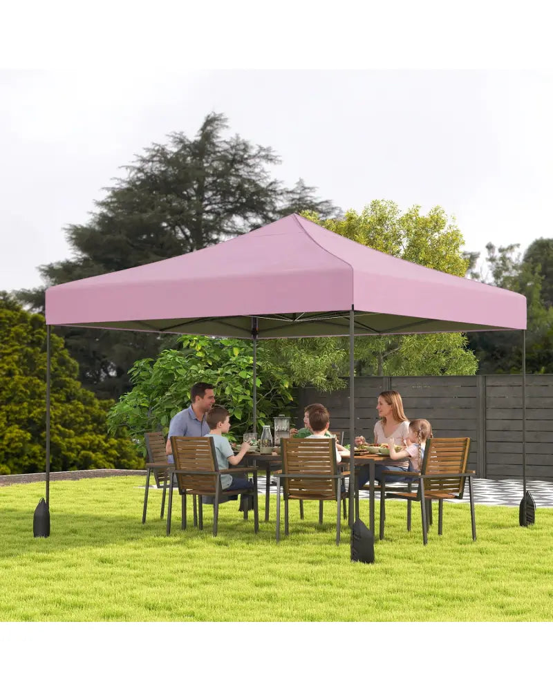 9.5 x 9.5 Feet Pop up Canopy Tent with Adjustable Heights-Pink - Pink - Canopies