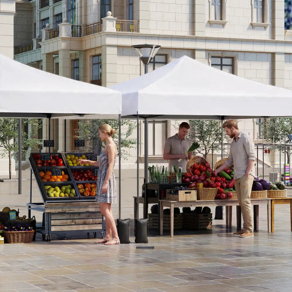 9.5 x 9.5 Feet Pop up Canopy Tent with Adjustable Heights-White - White - Canopies