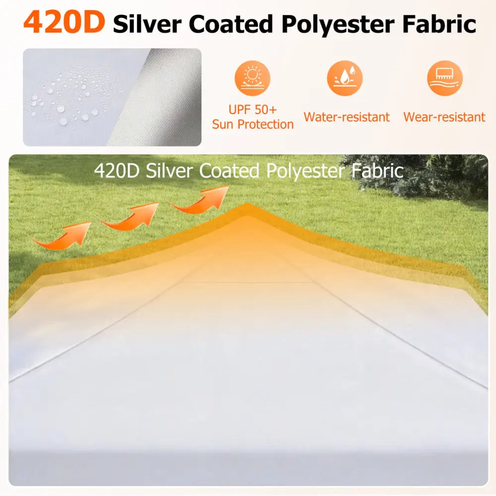 9.5 x 9.5 Feet Pop up Canopy Tent with Adjustable Heights-White - White - Canopies