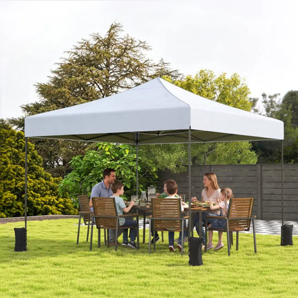 9.5 x 9.5 Feet Pop up Canopy Tent with Adjustable Heights-White - White - Canopies