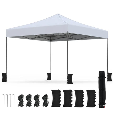9.5 x 9.5 Feet Pop up Canopy Tent with Adjustable Heights-White - White - Canopies