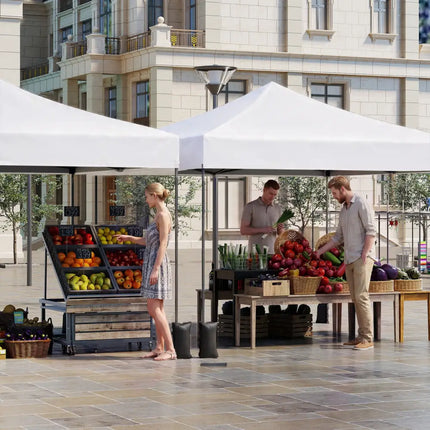 9.5 x 9.5 Feet Pop up Canopy Tent with Adjustable Heights-White - White - Canopies