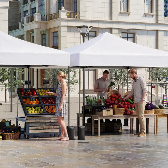 9.5 x 9.5 Feet Pop up Canopy Tent with Adjustable Heights-White - White - Canopies
