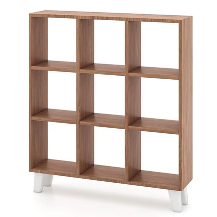 9-Cube Bookcase with 6 Removable Shelves and Raised Support Feet-Brown - Brown - Bookcases