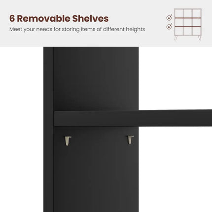 9-Cube Bookcase with 6 Removable Shelves and Raised Support Feet-Black - Black - Bookcases
