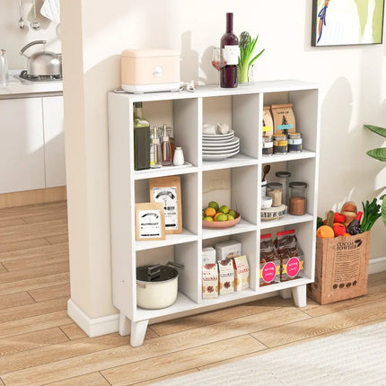 9-Cube Bookcase with 6 Removable Shelves and Raised Support Feet-White - White - Bookcases