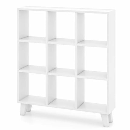 9-Cube Bookcase with 6 Removable Shelves and Raised Support Feet-White - White - Bookcases