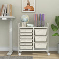 9-Drawer Rolling Storage Cart with Colorful Drawers and Metal Frame-White - White - File Cabinets