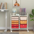 9-Drawer Rolling Storage Cart with Colorful Drawers and Metal Frame-Macaron - Macaron - File Cabinets
