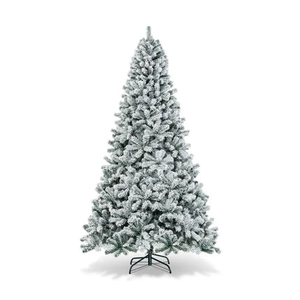 9 Feet Artificial Christmas Tree with Premium Snow Flocked Hinged - White - Christmas Tree