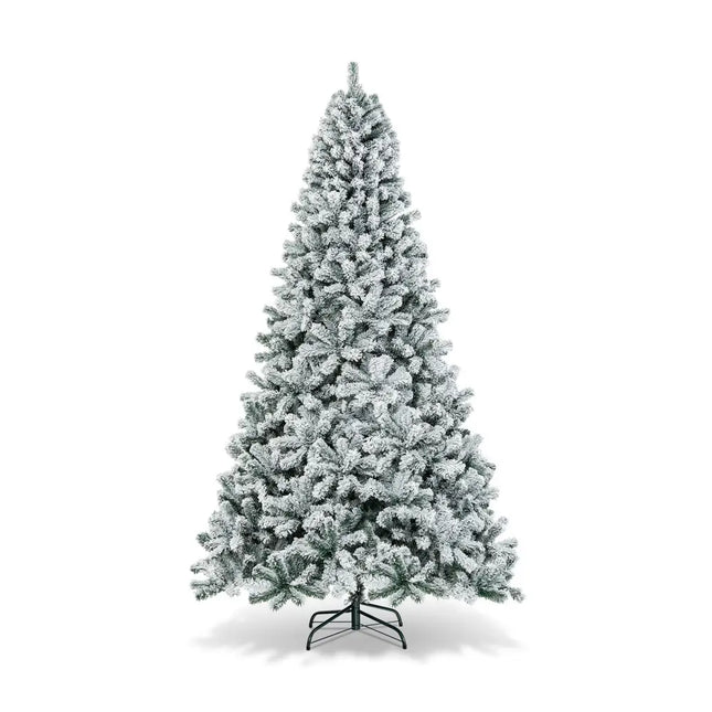 9 Feet Artificial Christmas Tree with Premium Snow Flocked Hinged - White - Christmas Tree