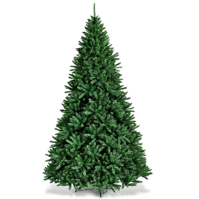 9 Feet Hinged Premium Artificial PVC Christmas Tree with Solid Metal Stand - Green - Christmas Tree