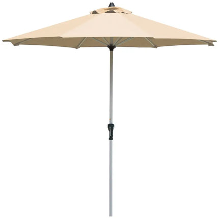 9 Feet Patio Outdoor Market Umbrella with Aluminum Pole without Weight Base-Beige - Beige - Outdoor Umbrellas