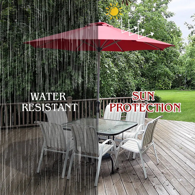 9 Feet Patio Outdoor Market Umbrella with Aluminum Pole without Weight Base-Burgundy - Dark Red - Outdoor Umbrellas