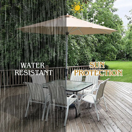 9 Feet Patio Outdoor Market Umbrella with Aluminum Pole without Weight Base-Beige - Beige - Outdoor Umbrellas