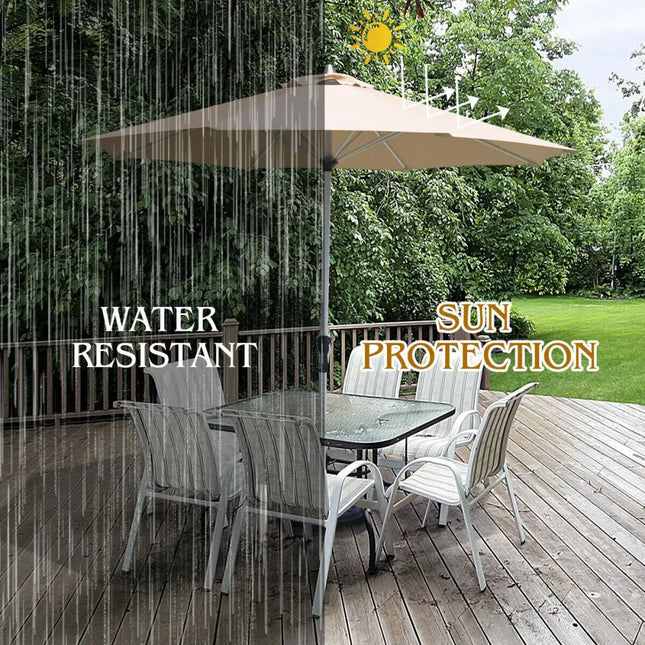 9 Feet Patio Outdoor Market Umbrella with Aluminum Pole without Weight Base-Beige - Beige - Outdoor Umbrellas