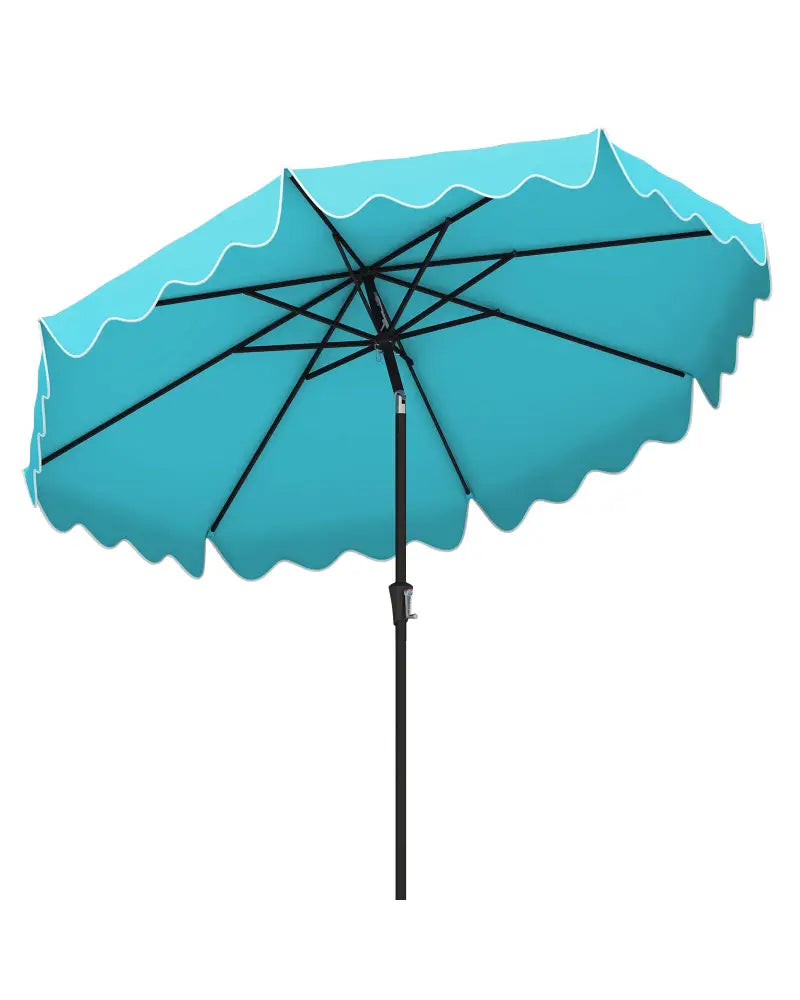 9 Feet Patio Umbrella with Crank Handle and Push Button Tilt-Turquoise - Turquoise - Outdoor Umbrellas