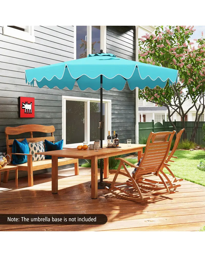 9 Feet Patio Umbrella with Crank Handle and Push Button Tilt-Turquoise - Turquoise - Outdoor Umbrellas