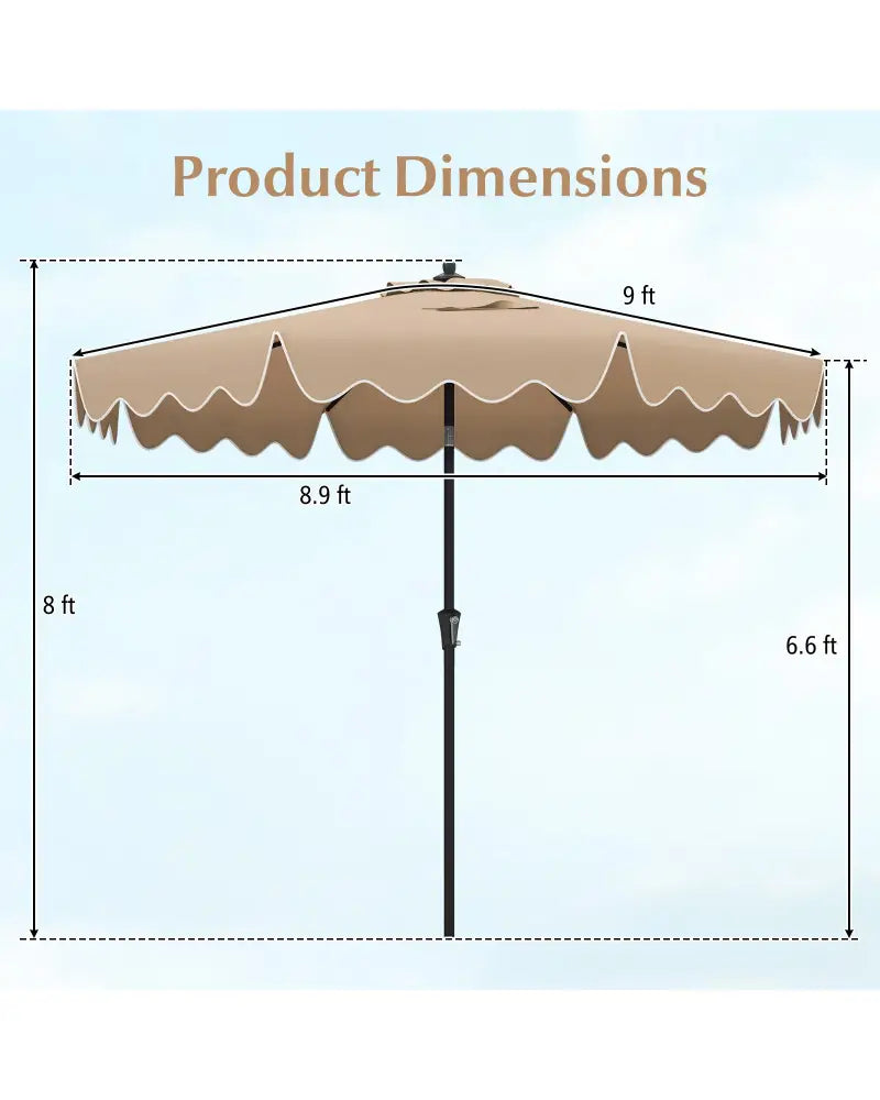 9 Feet Patio Umbrella with Crank Handle and Push Button Tilt-Brown - Brown - Outdoor Umbrellas