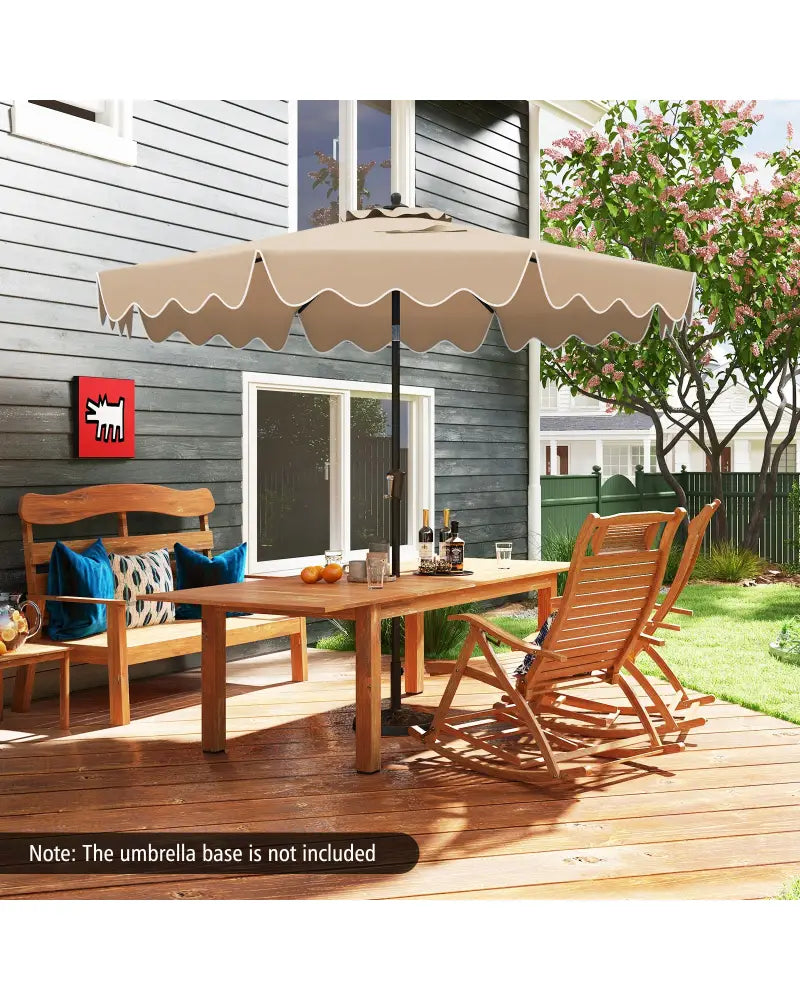 9 Feet Patio Umbrella with Crank Handle and Push Button Tilt-Brown - Brown - Outdoor Umbrellas
