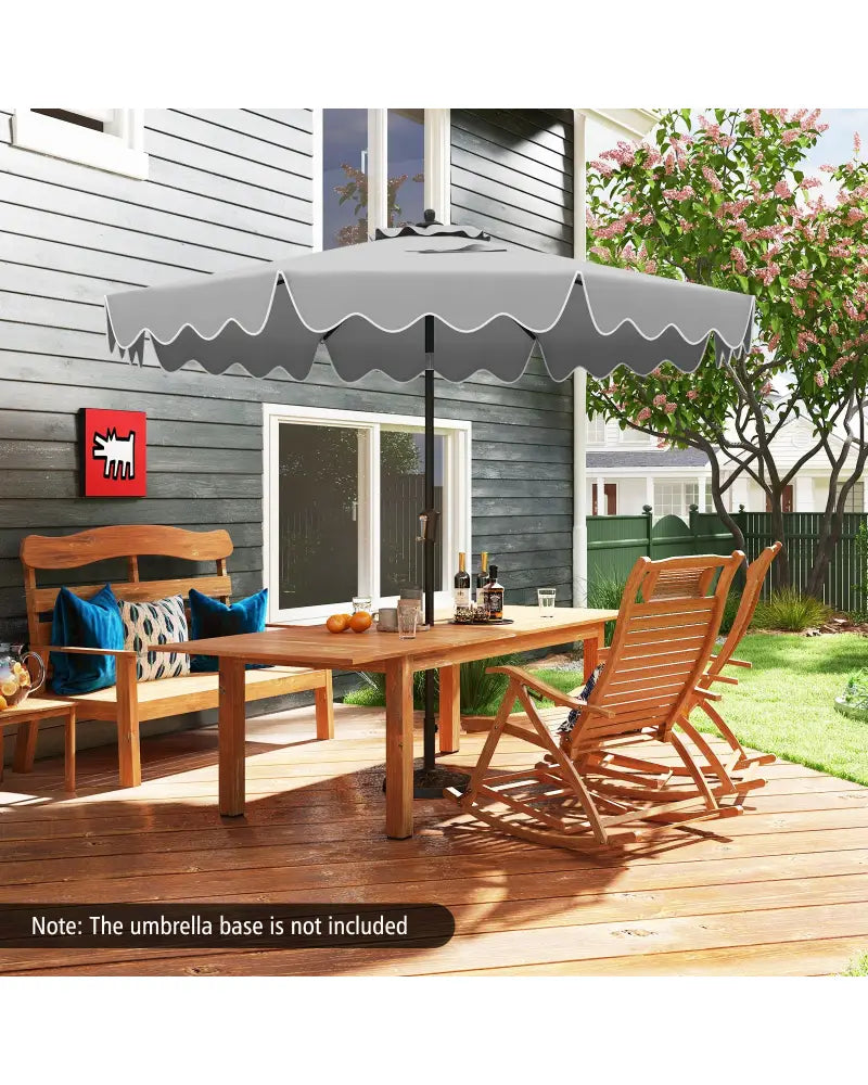9 Feet Patio Umbrella with Crank Handle and Push Button Tilt-Gray - Gray - Outdoor Umbrellas