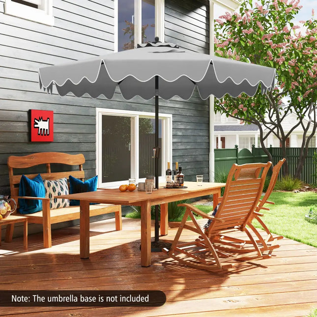 9 Feet Patio Umbrella with Crank Handle and Push Button Tilt-Gray - Gray - Outdoor Umbrellas