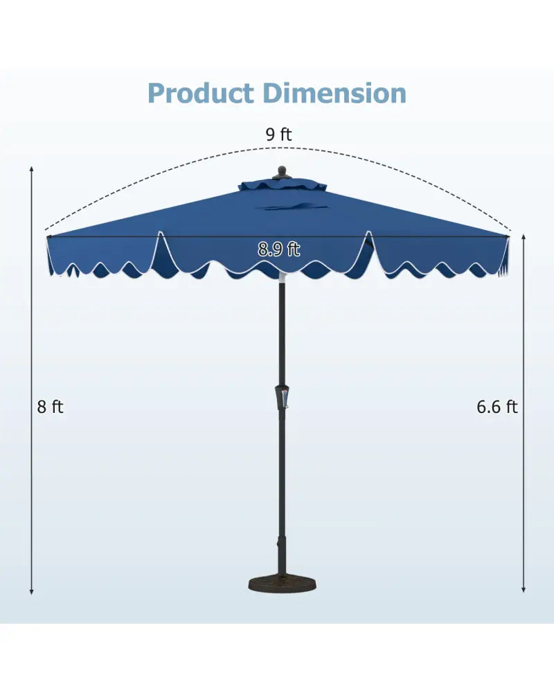 9 Feet Patio Umbrella with Crank Handle and Push Button Tilt-Navy - Navy - Outdoor Umbrellas