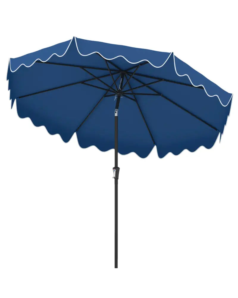 9 Feet Patio Umbrella with Crank Handle and Push Button Tilt-Navy - Navy - Outdoor Umbrellas