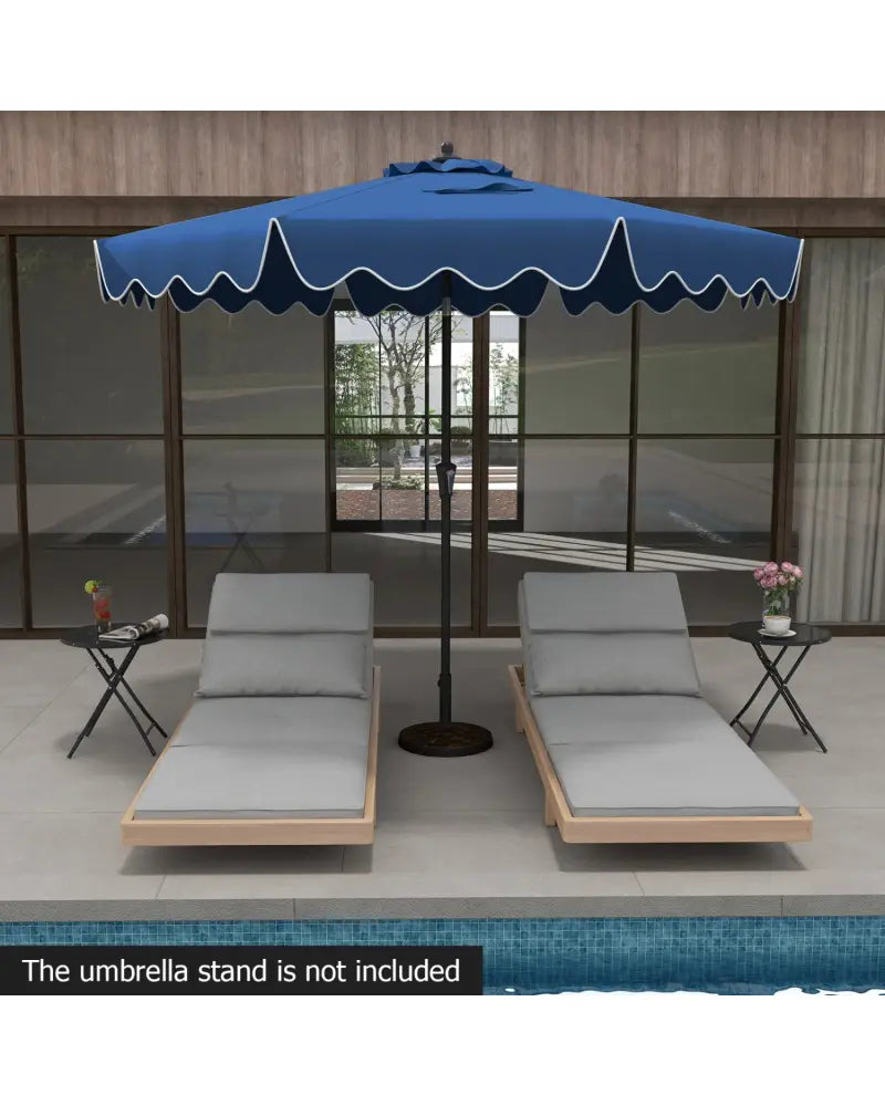 9 Feet Patio Umbrella with Crank Handle and Push Button Tilt-Navy - Navy - Outdoor Umbrellas