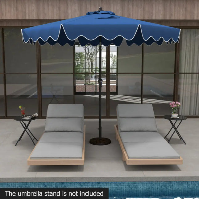 9 Feet Patio Umbrella with Crank Handle and Push Button Tilt-Navy - Navy - Outdoor Umbrellas