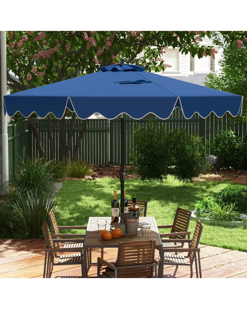 9 Feet Patio Umbrella with Crank Handle and Push Button Tilt-Navy - Navy - Outdoor Umbrellas